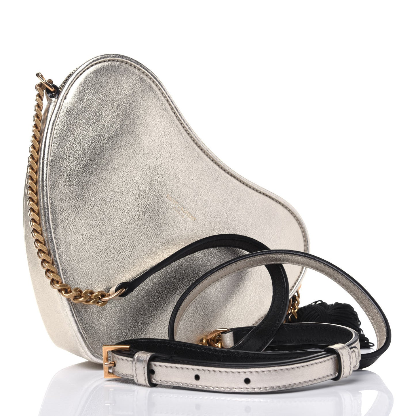 Metallic Calfskin Heart Monogram Crossbody Pale Gold