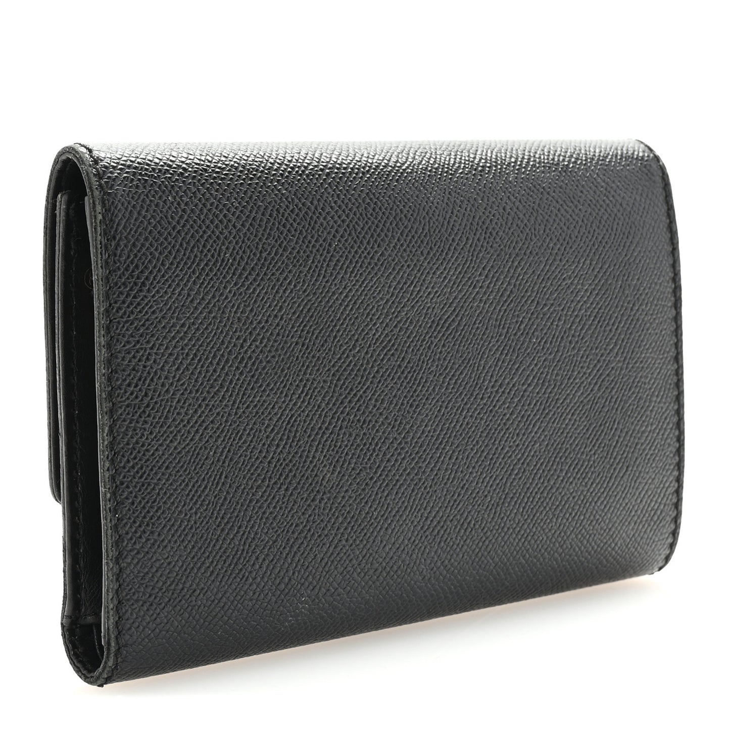 Grained Calfskin CC Flap Wallet Black