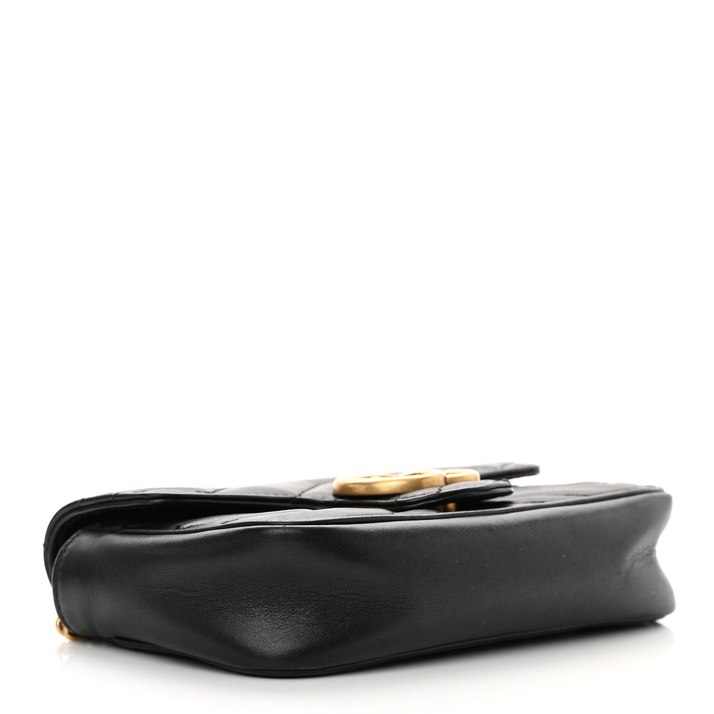 Calfskin Matelasse Super Mini GG Marmont Shoulder Bag Black