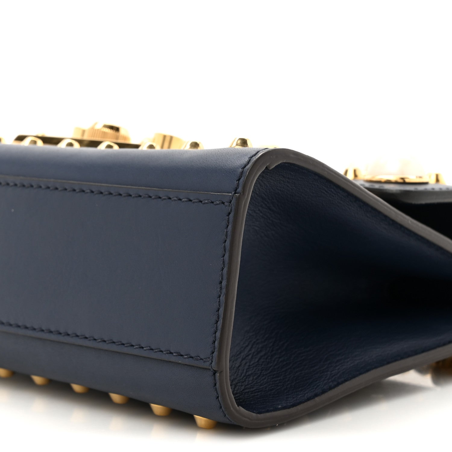 Gucci Calfskin Studded Small Padlock Shoulder Bag Blue Agata 9 of 10
