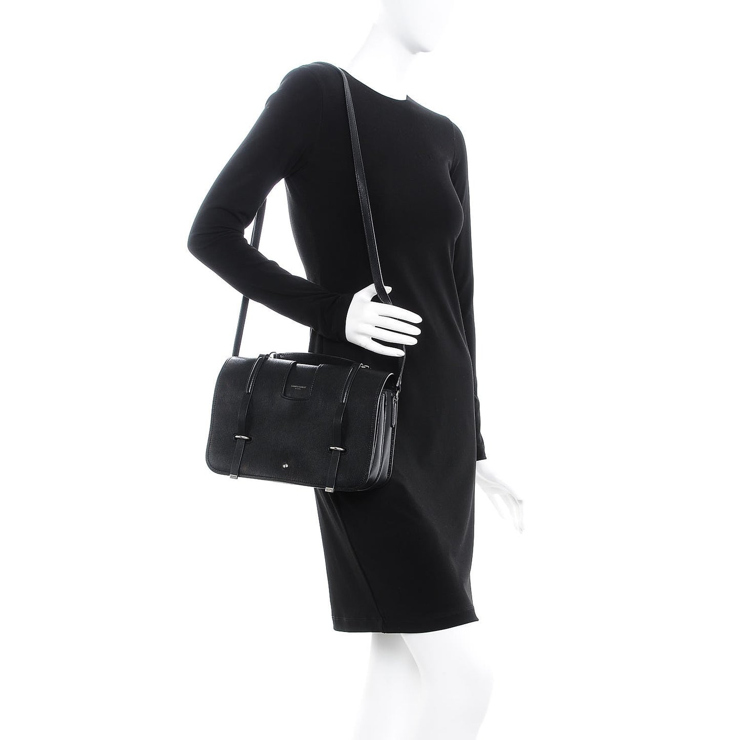 Lambskin Large Charlotte Messenger Bag Black
