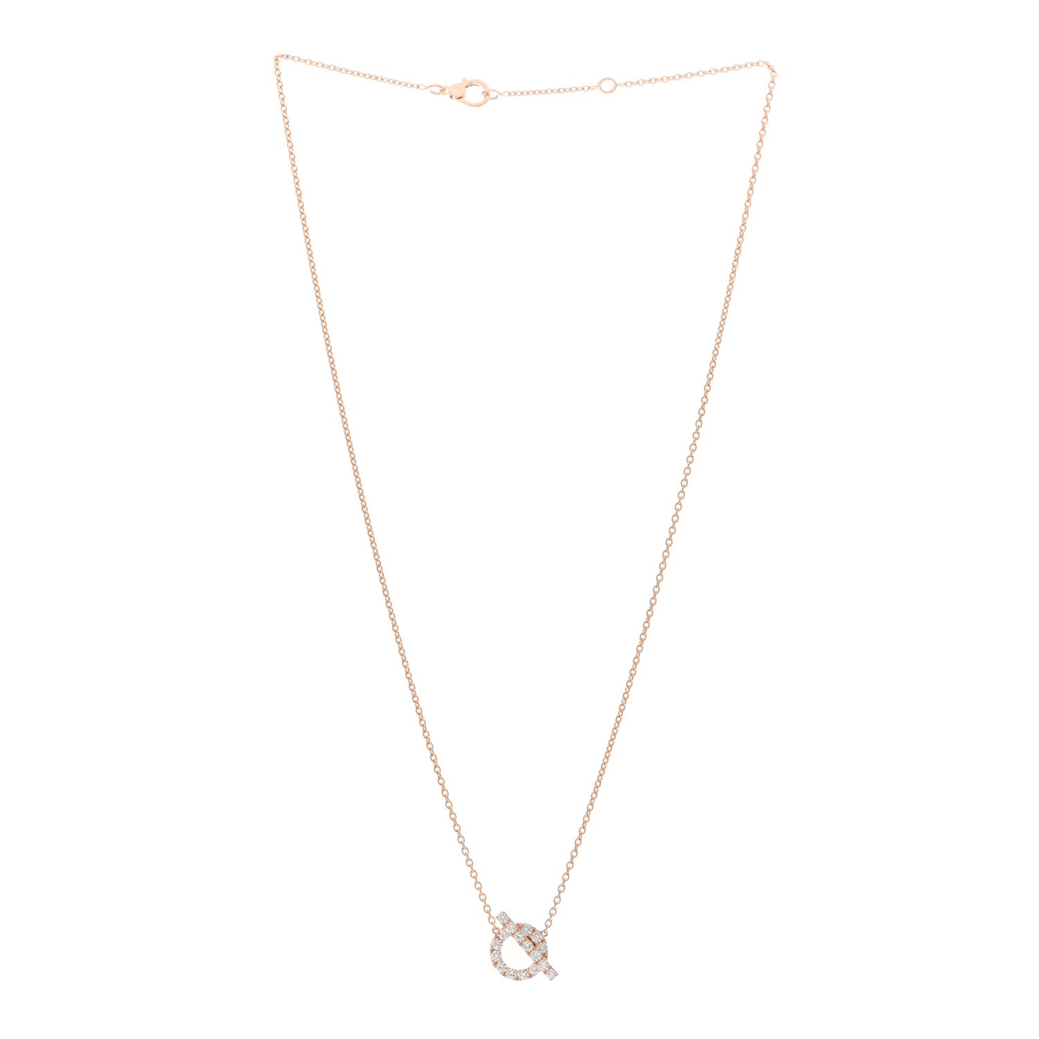 Hermes 18K Rose Gold Diamond Finesse Pendant Necklace 3 of 5