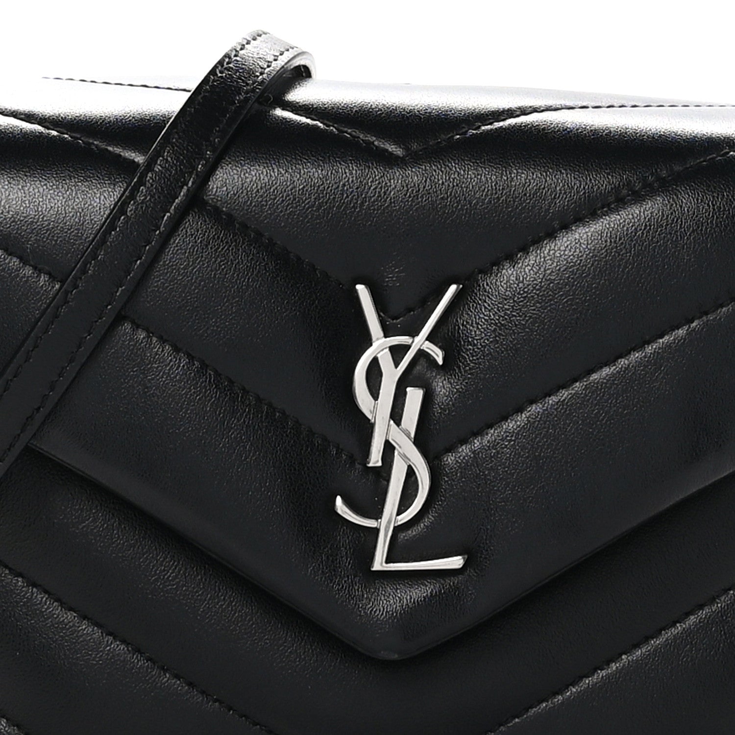 Saint Laurent Calfskin Y Quilted Monogram Toy Loulou Crossbody Bag Black 9 of 13