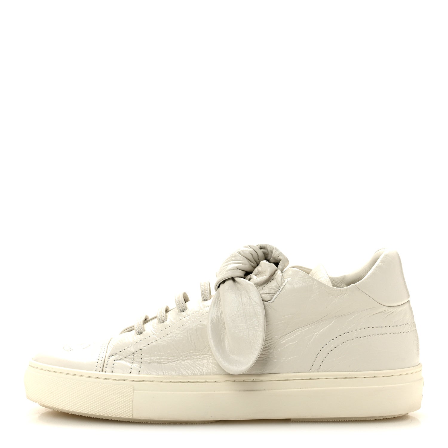 Chanel Crumpled Calfskin Womens CC Bow Sneakers 38.5 White 1 of 9