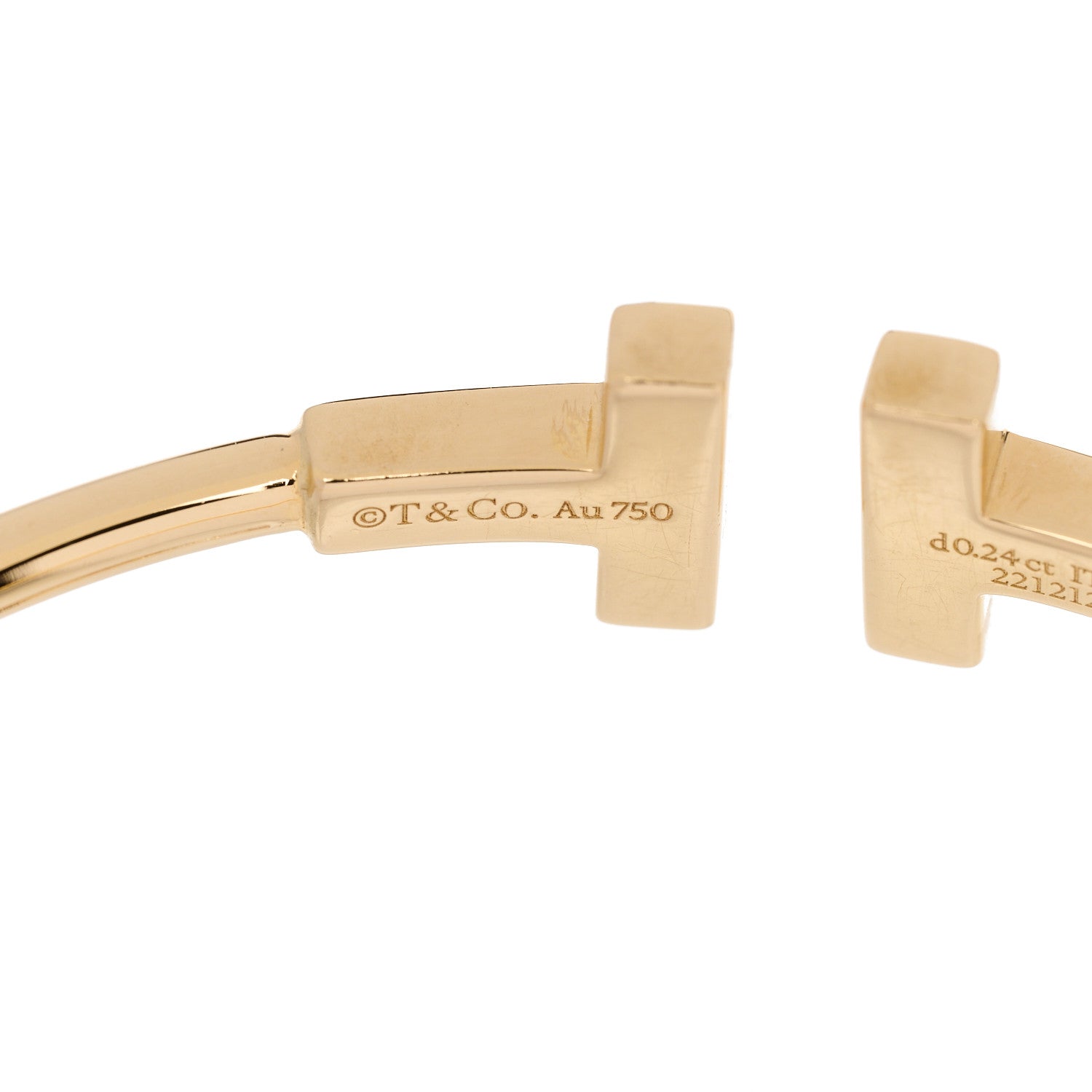 Tiffany 18K Yellow Gold Diamond T Wire Bracelet 4 of 6