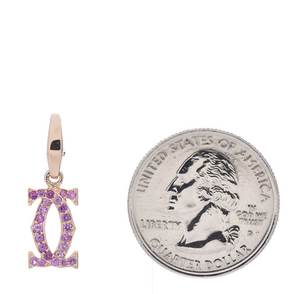 Cartier 18K Pink Gold Pink Sapphire Logo Charm 2 of 3
