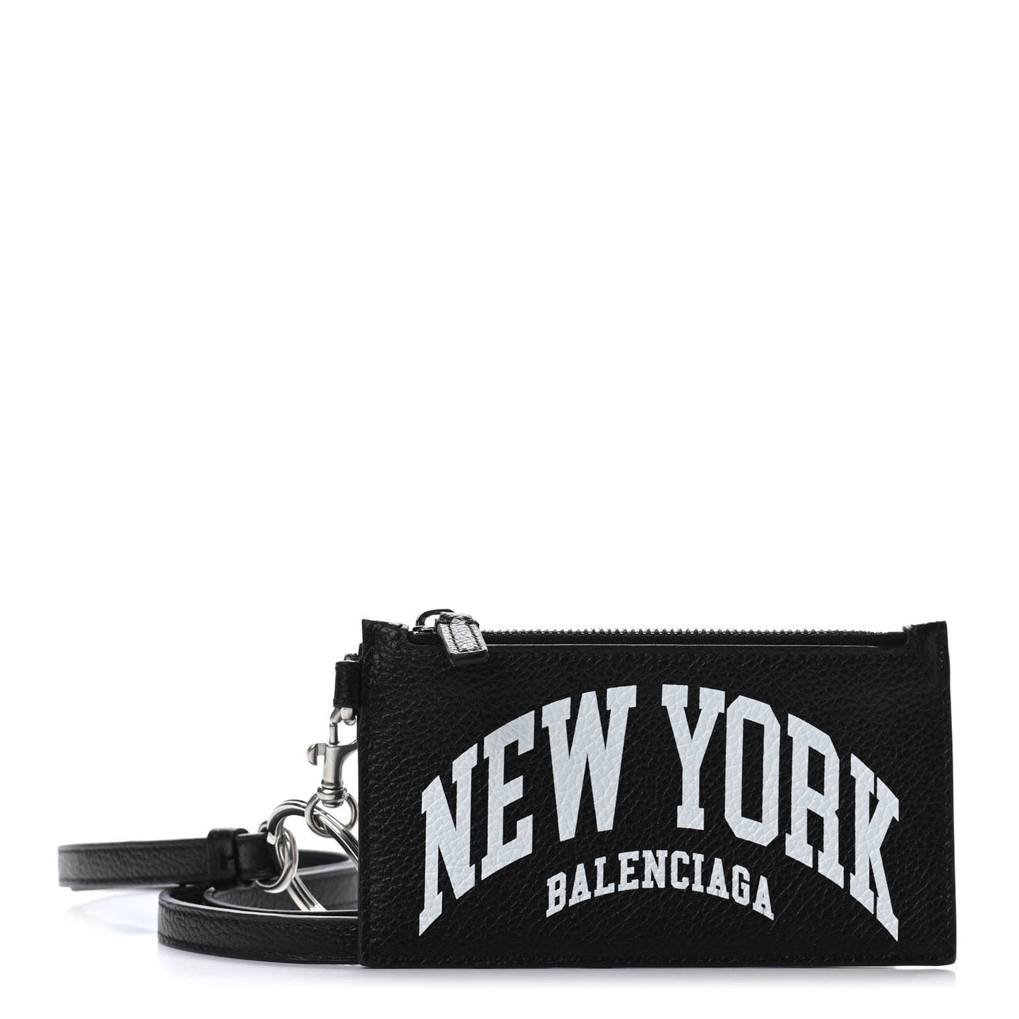 Grained Calfskin Cities New York Long Coin Card Holder Black White
