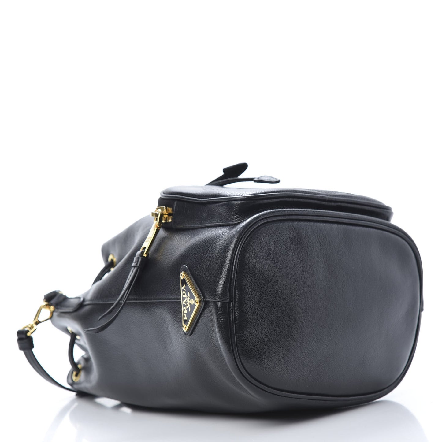 Glace Calfskin Embossed Secchiello Bucket Bag Black