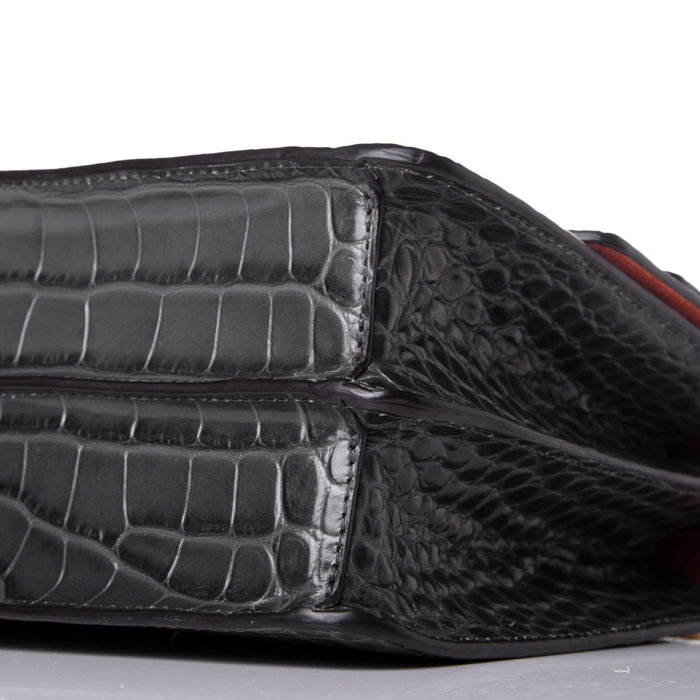 Calfskin Crocodile Embossed Medium Harlow Satchel Dark Grey