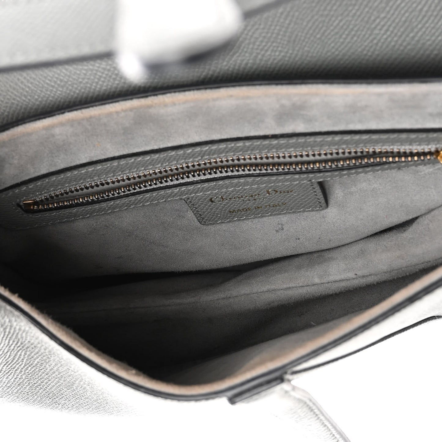 Grained Calfskin Saddle Bag Grey