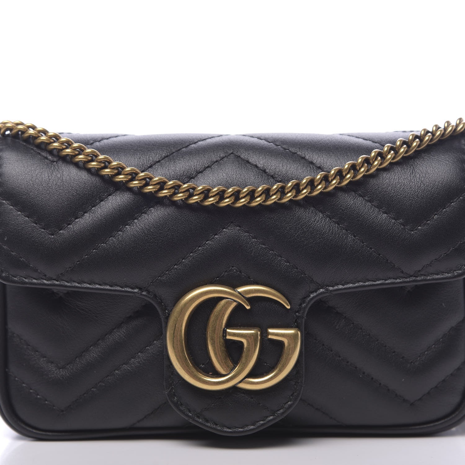Gucci Calfskin Matelasse Super Mini GG Marmont Shoulder Bag Black 10 of 10