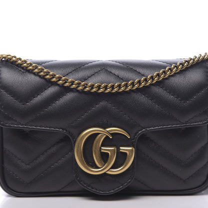 Gucci Calfskin Matelasse Super Mini GG Marmont Shoulder Bag Black 10 of 10