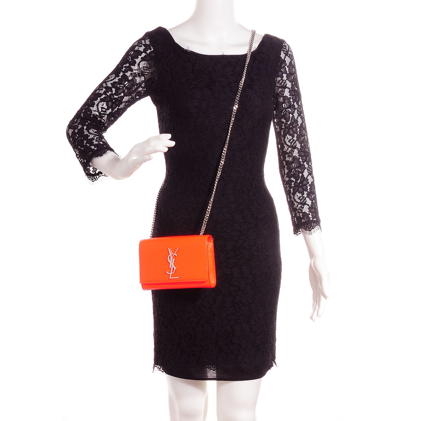 Calfskin Monogram Small Kate Satchel Neon Orange