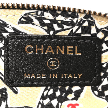 Chanel Caviar Metal Quilted Striated Zip Card Holder Wallet Black 6 of 6