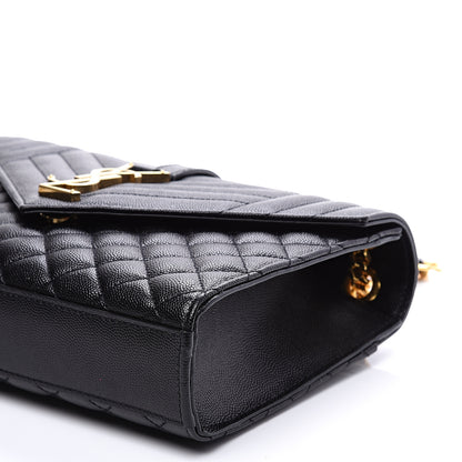 Saint Laurent Grain De Poudre Textured Mixed Matelasse Triquilt Medium Monogram Satchel Black 9 of 10