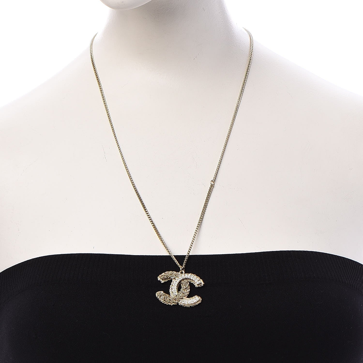 Chanel Crystal Chain CC Necklace Light Gold 2 of 5