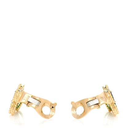 Van Cleef & Arpels 18K Yellow Gold Green Chalcedony Vintage Alhambra Clip-On Earrings 5 of 5