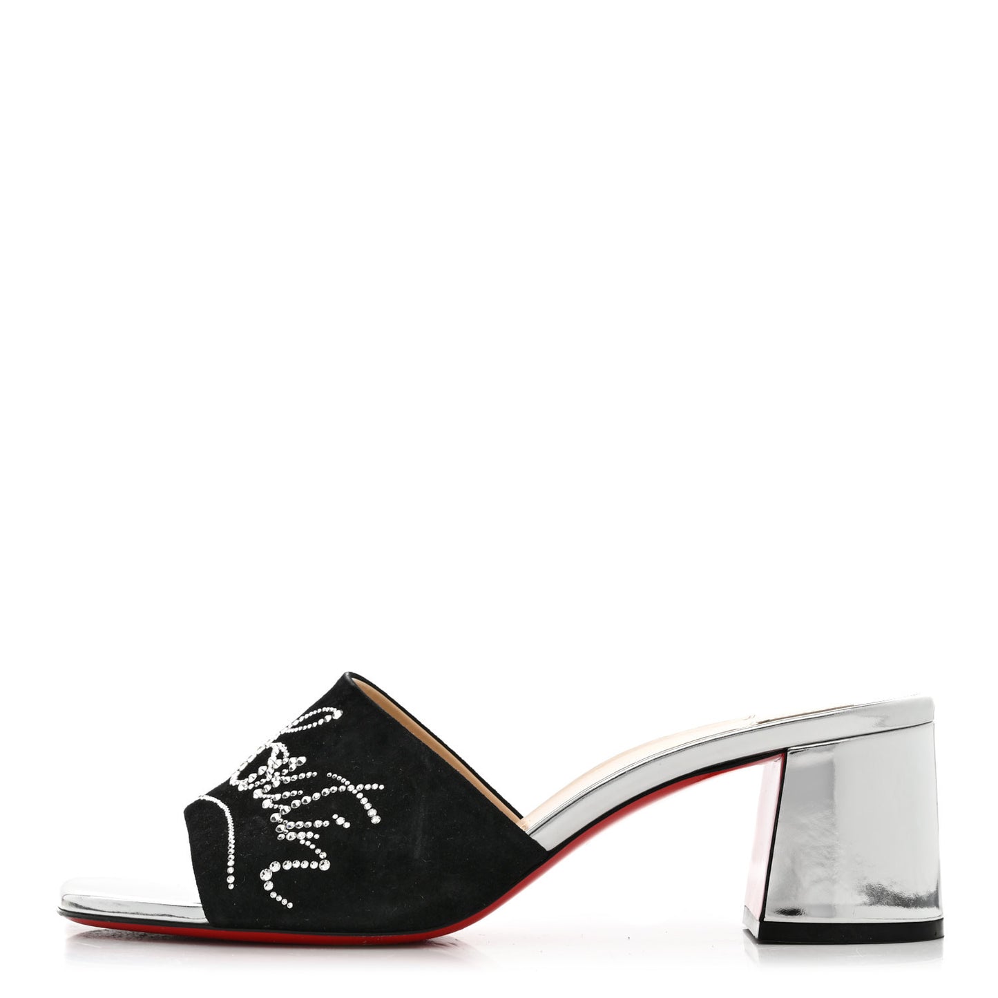 Veau Velours Specchio Dear Home 55 Slide Sandals 38 Black Crystal