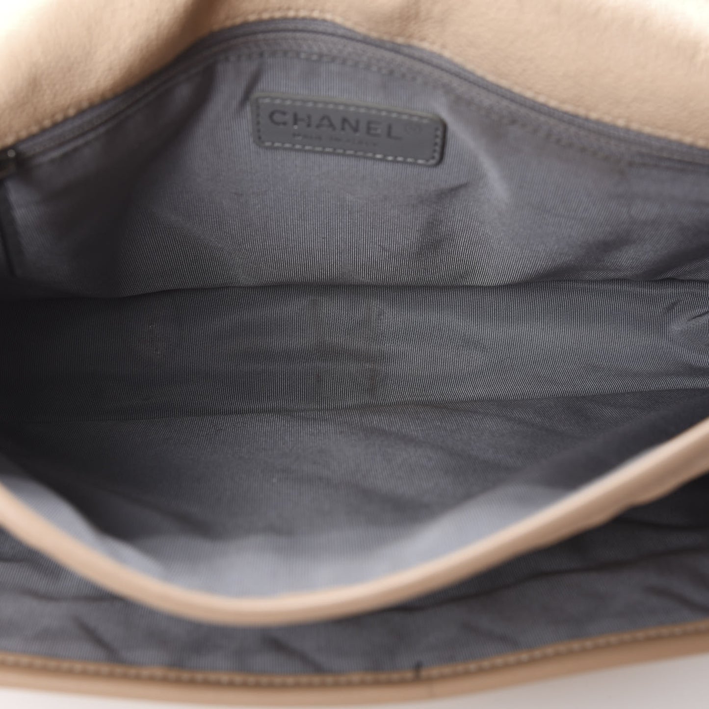 Caviar Quilted Large French Riviera Flap Beige