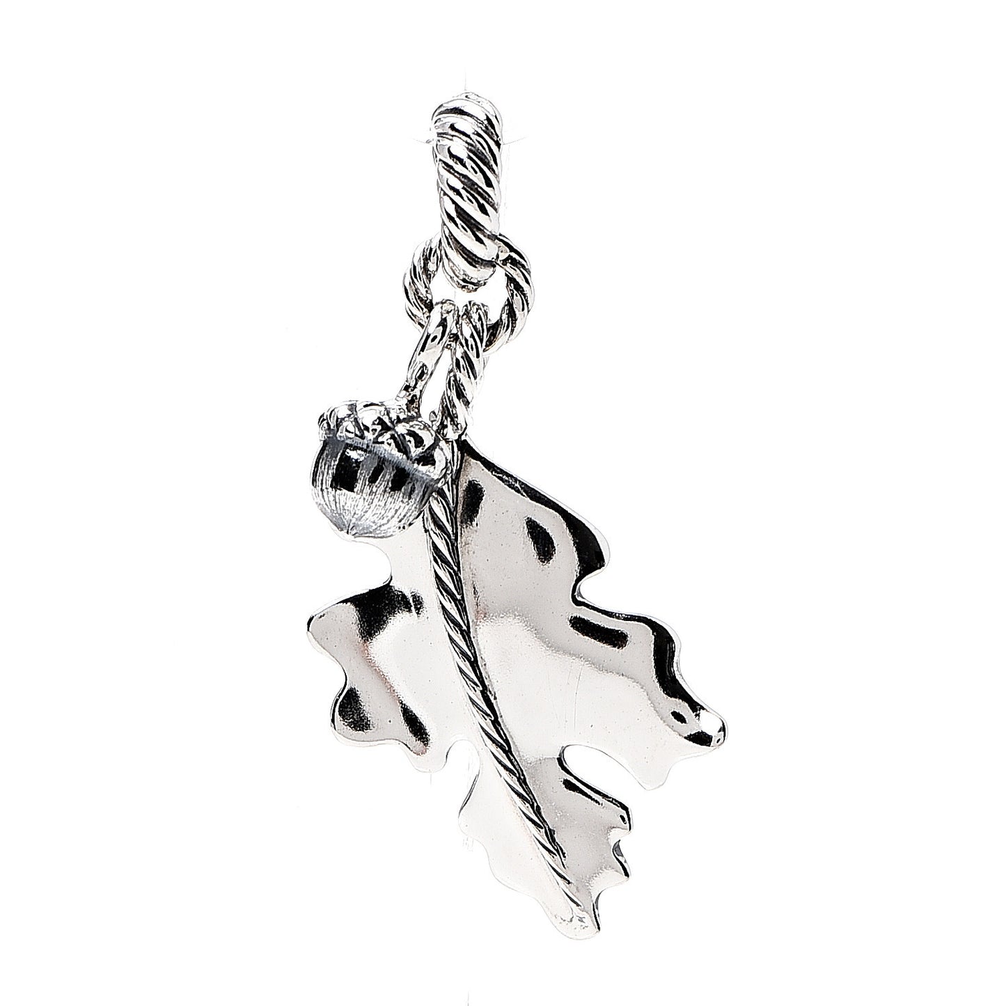 Sterling Silver Acorn Leaf Charm Pendant