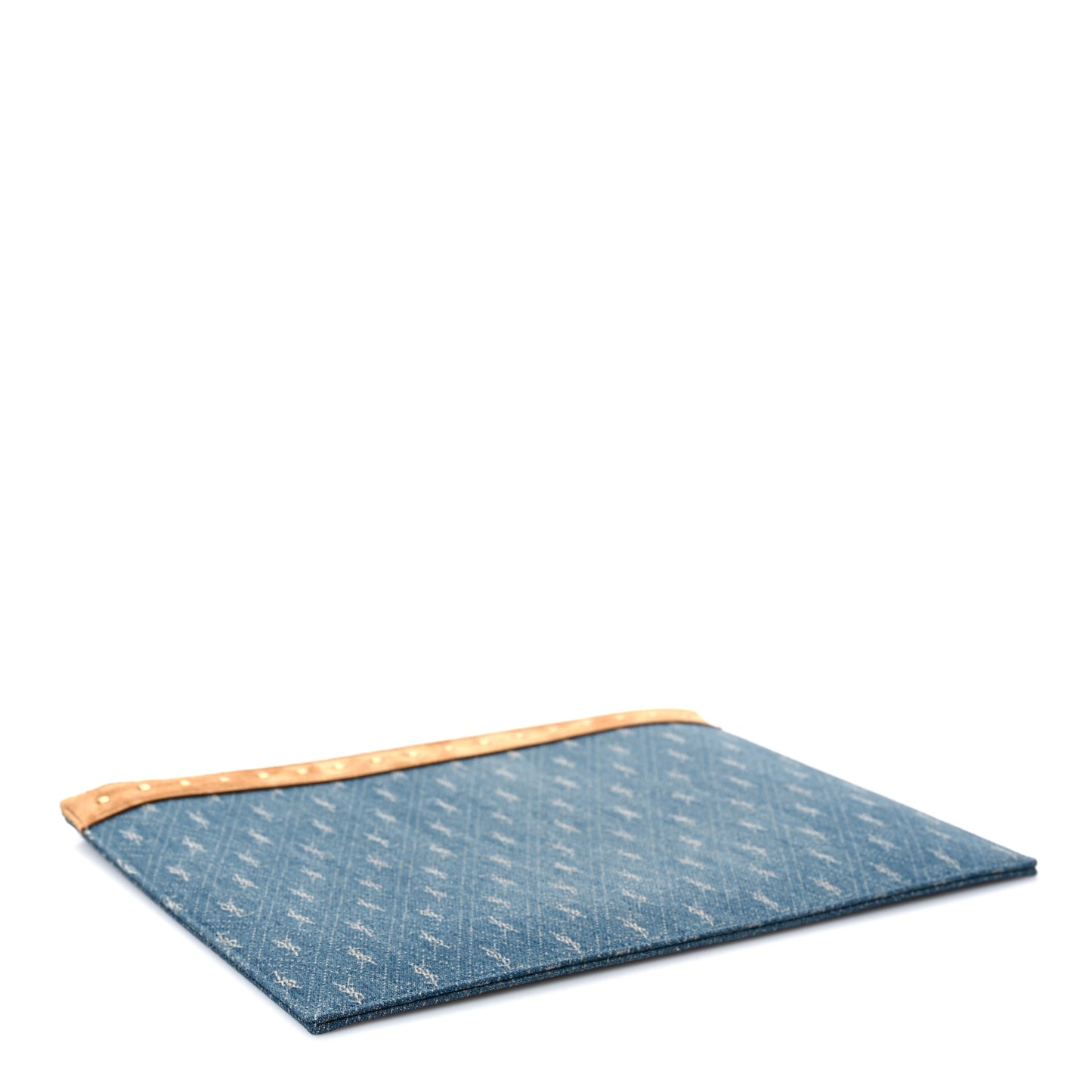 Denim Suede All-Over Monogram Pouch Blue
