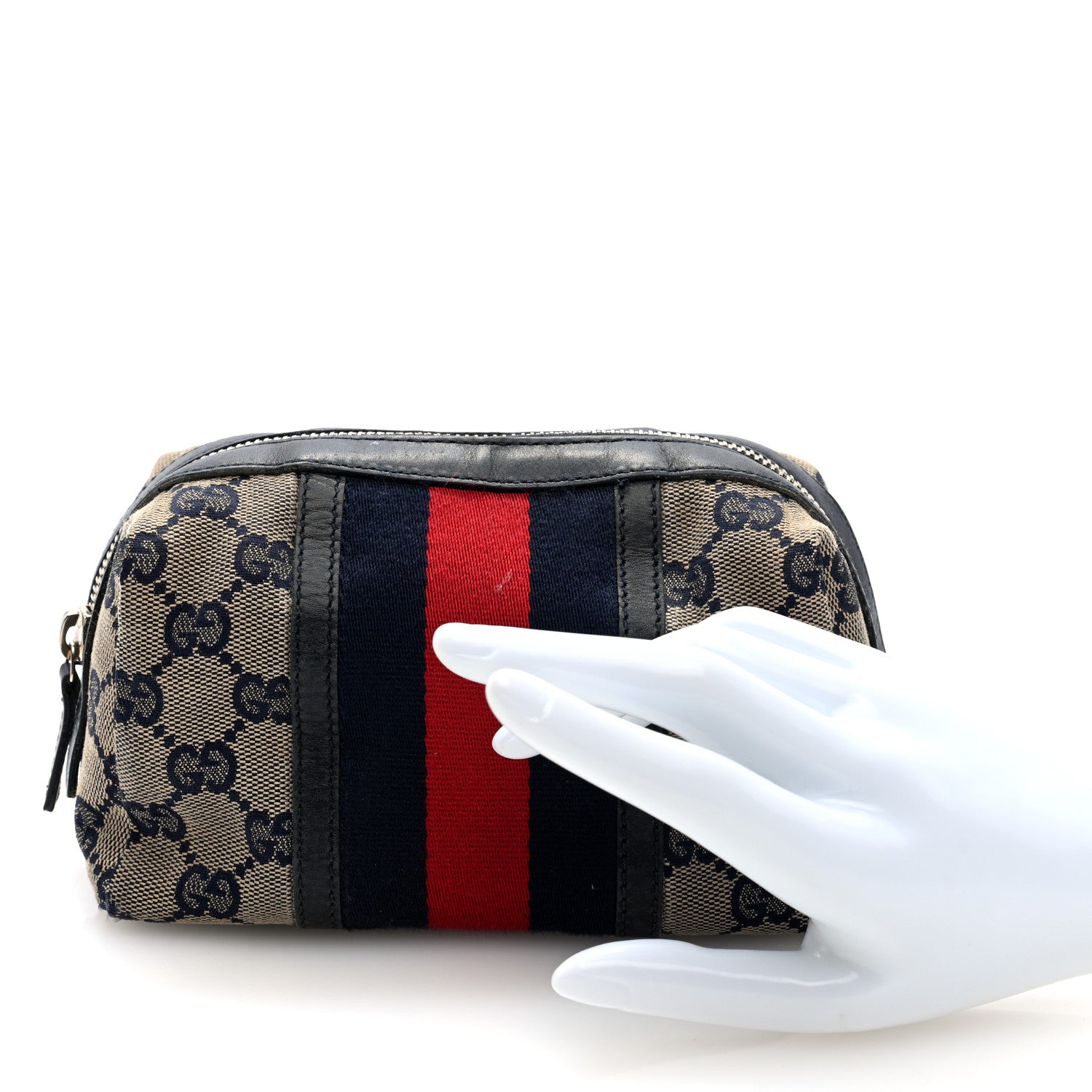 Gucci Monogram Web Small Cosmetic Case Navy 2 of 8