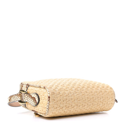 Gucci Raffia Elaphe Mini Ophidia Shoulder Bag Natural Cream Brown 3 of 4