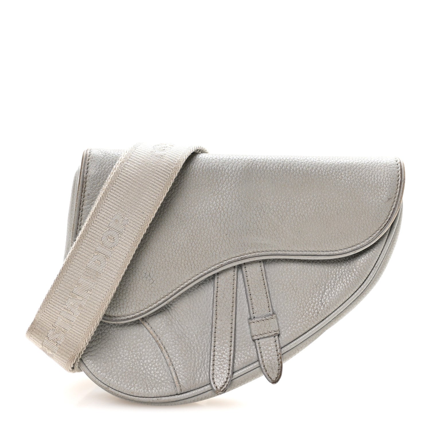 Christian Dior Grained Calfskin Mens Mini Saddle Bag Gray 1 of 11