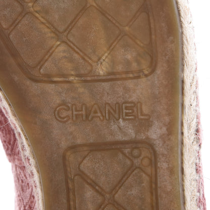 Chanel Velvet Grosgrain Quilted Camellia CC Espadrilles 39 Pink Black 9 of 12