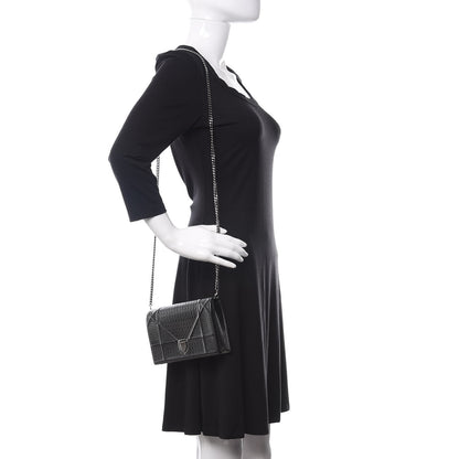 Christian Dior Metallic Patent Micro-Cannage Diorama Wallet on Chain Pouch Onyx Black 2 of 10