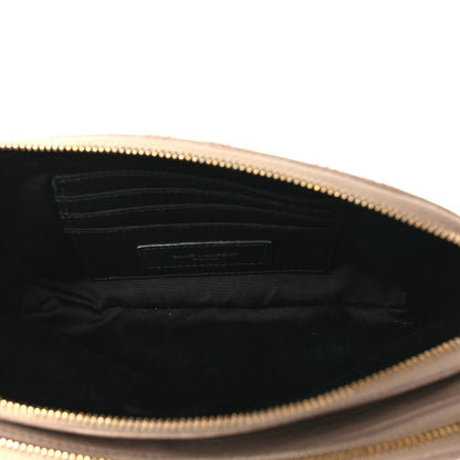 Saint Laurent Grained Lambskin Quilted Mini Becky Double Zip Bag Natural Tan 6 of 10