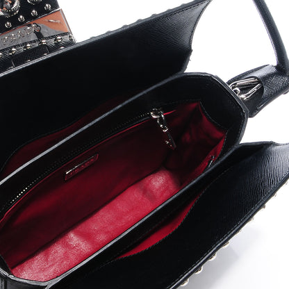 Prada Saffiano Sound Studded Hobo Black 7 of 10