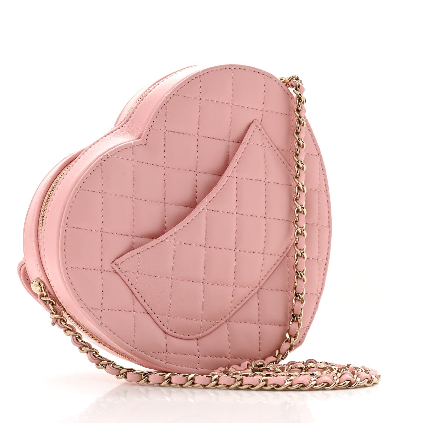 Lambskin Quilted Large CC In Love Heart Bag Light Pink