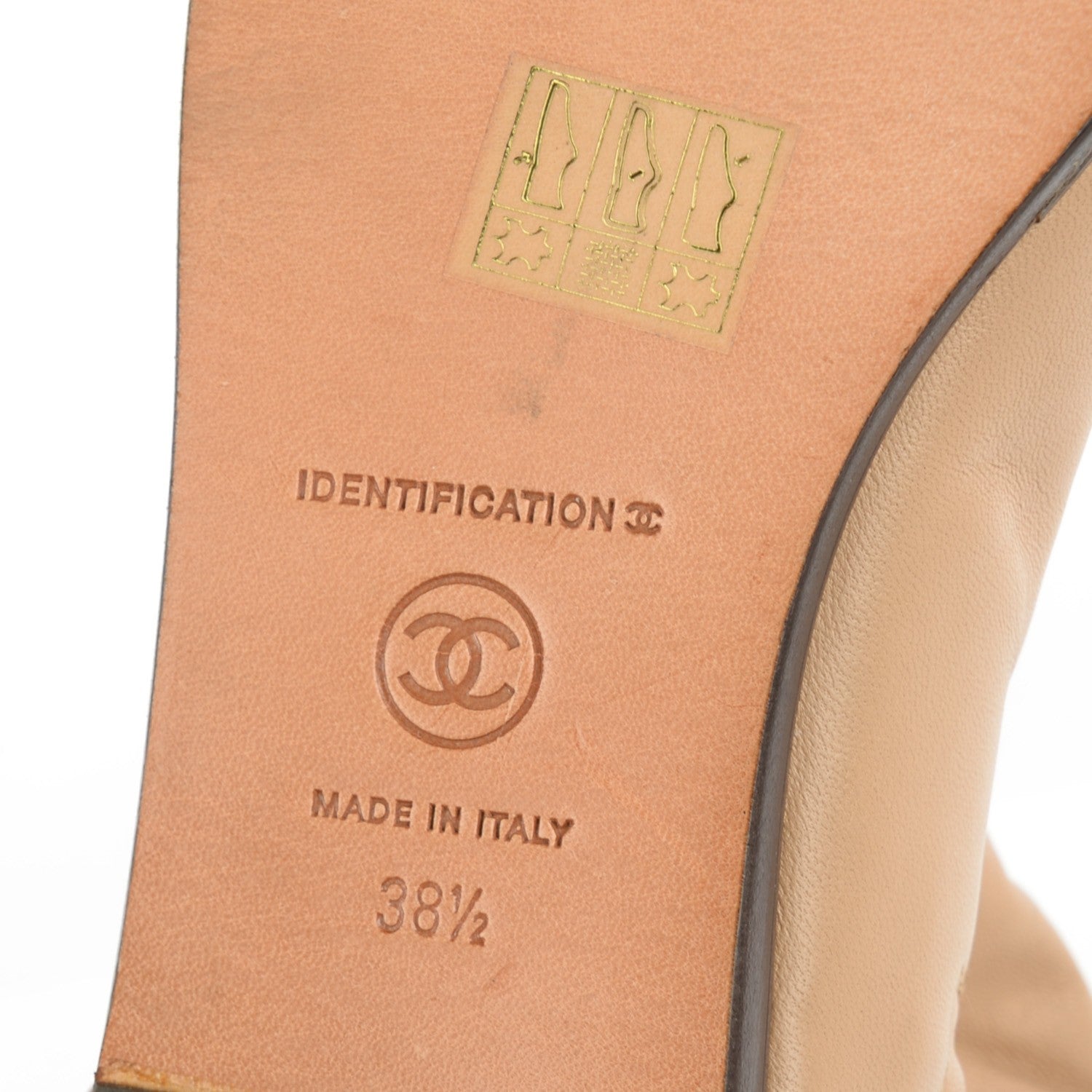 Chanel Lambskin Knee High Boots 38.5 Beige 8 of 8