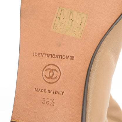 Chanel Lambskin Knee High Boots 38.5 Beige 8 of 8