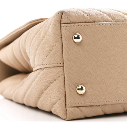 Chanel Caviar Chevron Quilted Medium Coco Handle Flap Beige 18 of 27