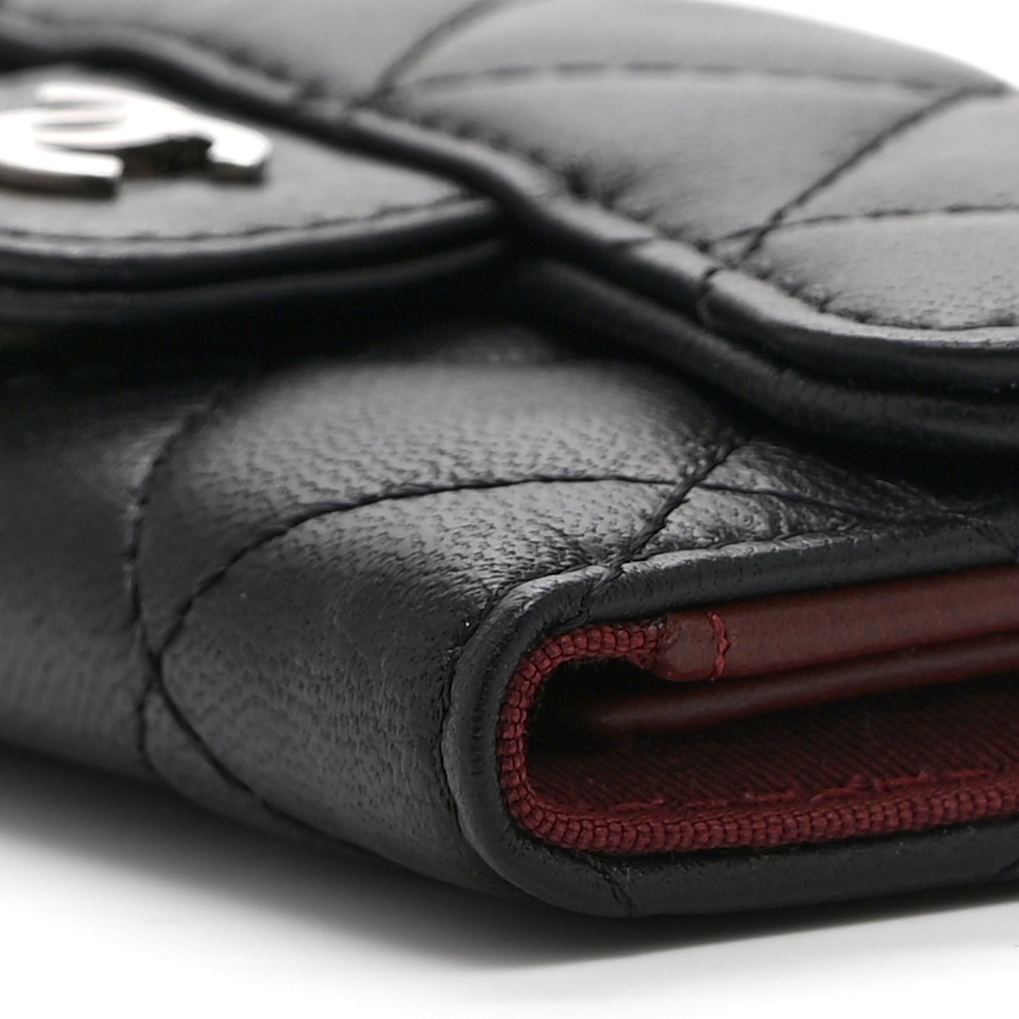 Lambskin Quilted 6 Key Holder Black