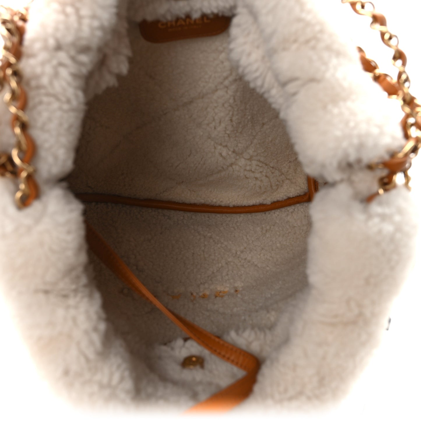 Suede Shearling Quilted Small Chanel 22 Brown White