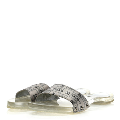 Chanel PVC Transparent Satin CC Logo Sport Slide Sandal 36 White Silver 3 of 9
