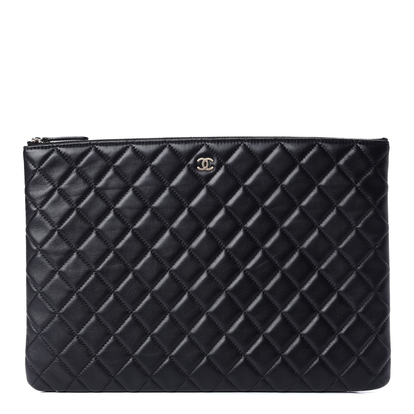 Lambskin Quilted Large Cosmetic Case Black