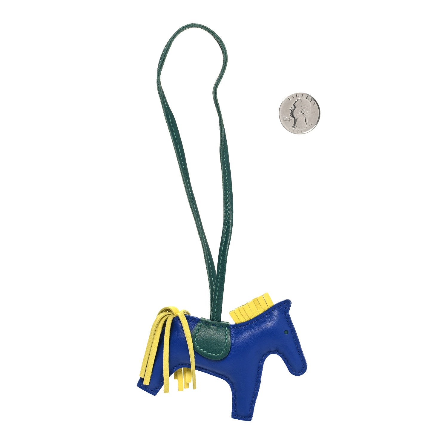 Hermes Milo Lambskin Grigri Rodeo Horse Bag Charm PM Bleu Electrique Lime Malachite 2 of 3