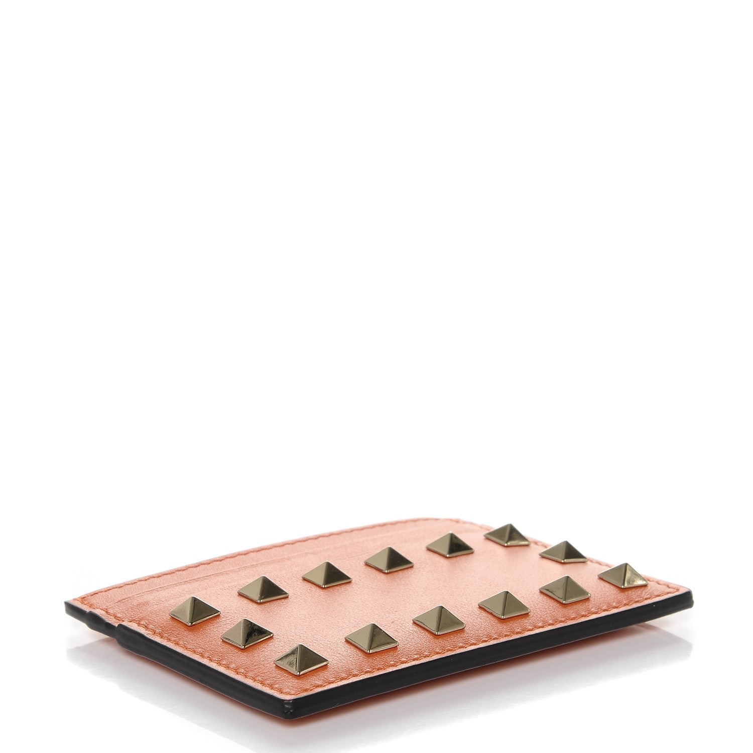 Valentino Garavani Vitello Rockstud Card Holder Orange 4 of 6