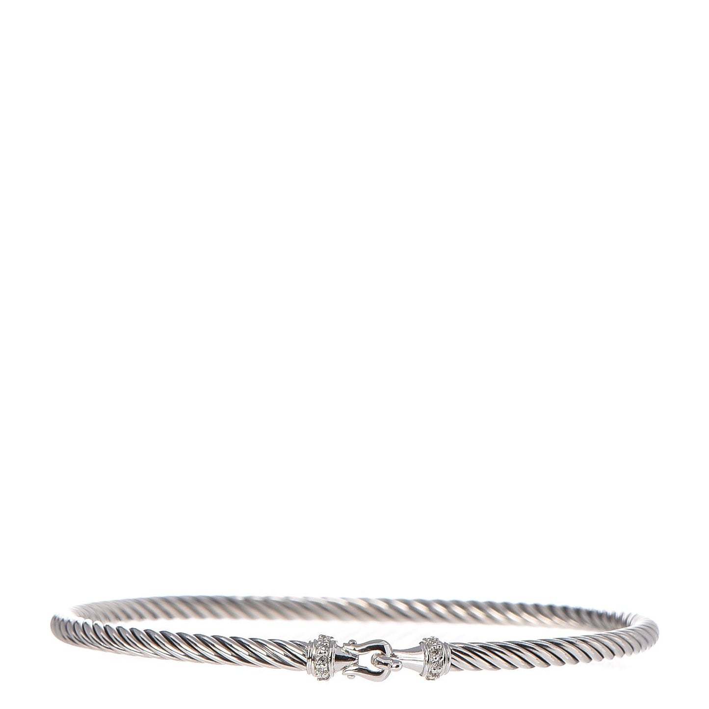 Sterling Silver Diamond 3mm Cable Buckle Bracelet