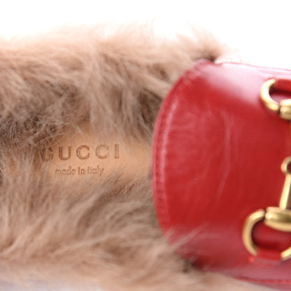 Gucci Malaga Kid Fur Womens Jordaan Loafers 36.5 Hibiscus Red Natural 8 of 9
