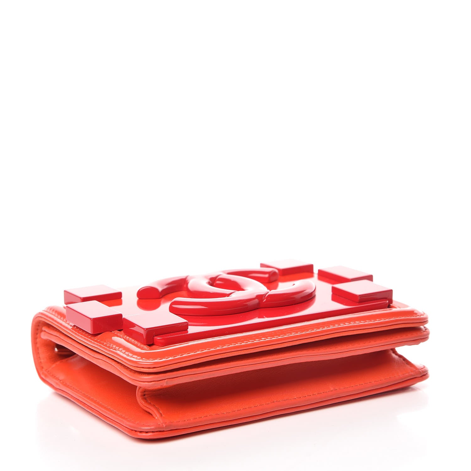Chanel Plexiglass Patent Mini Boy Brick Flap Orange Red 4 of 10