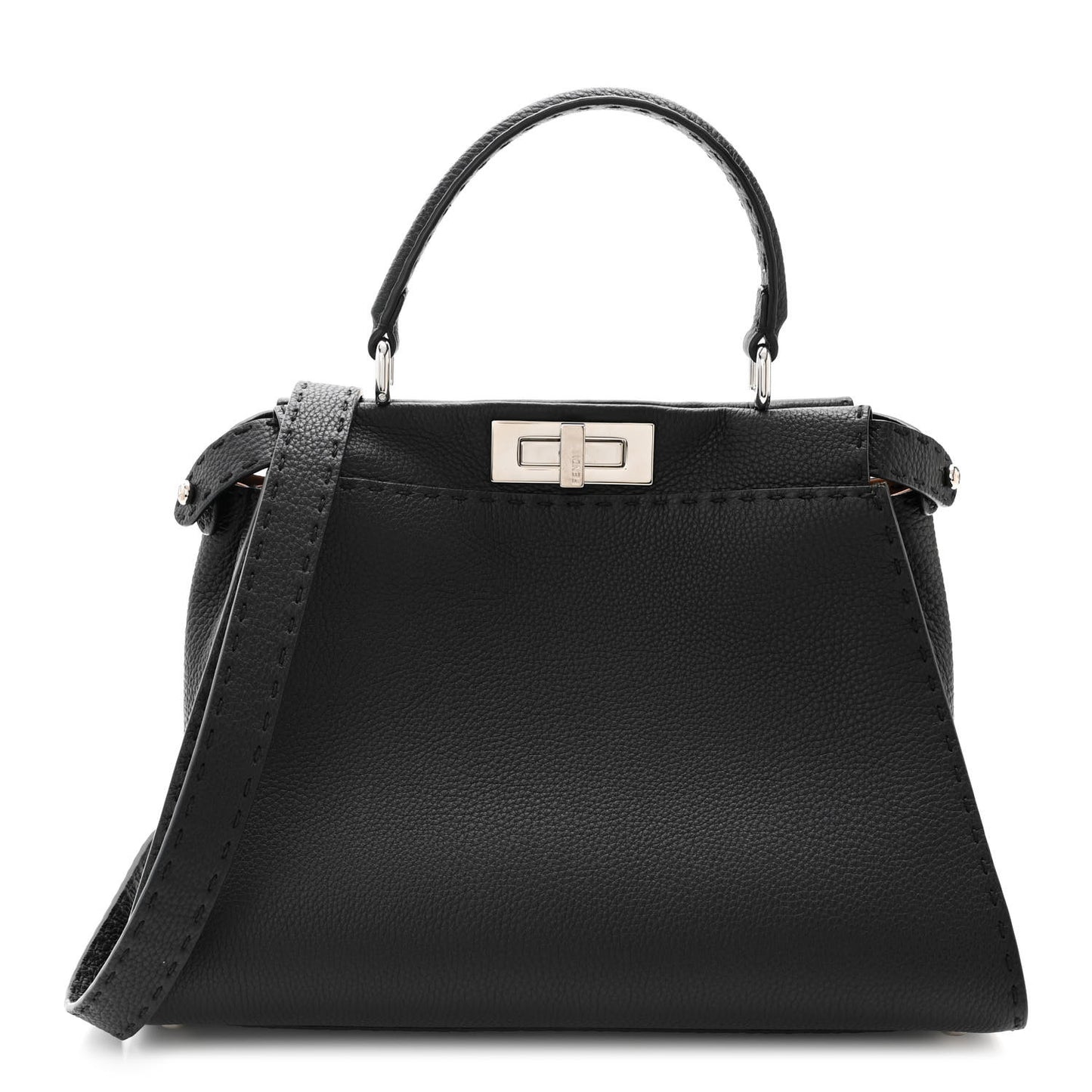 Cuoio Romano Selleria Bi-Color Medium Peekaboo Iconic Satchel Black Mou