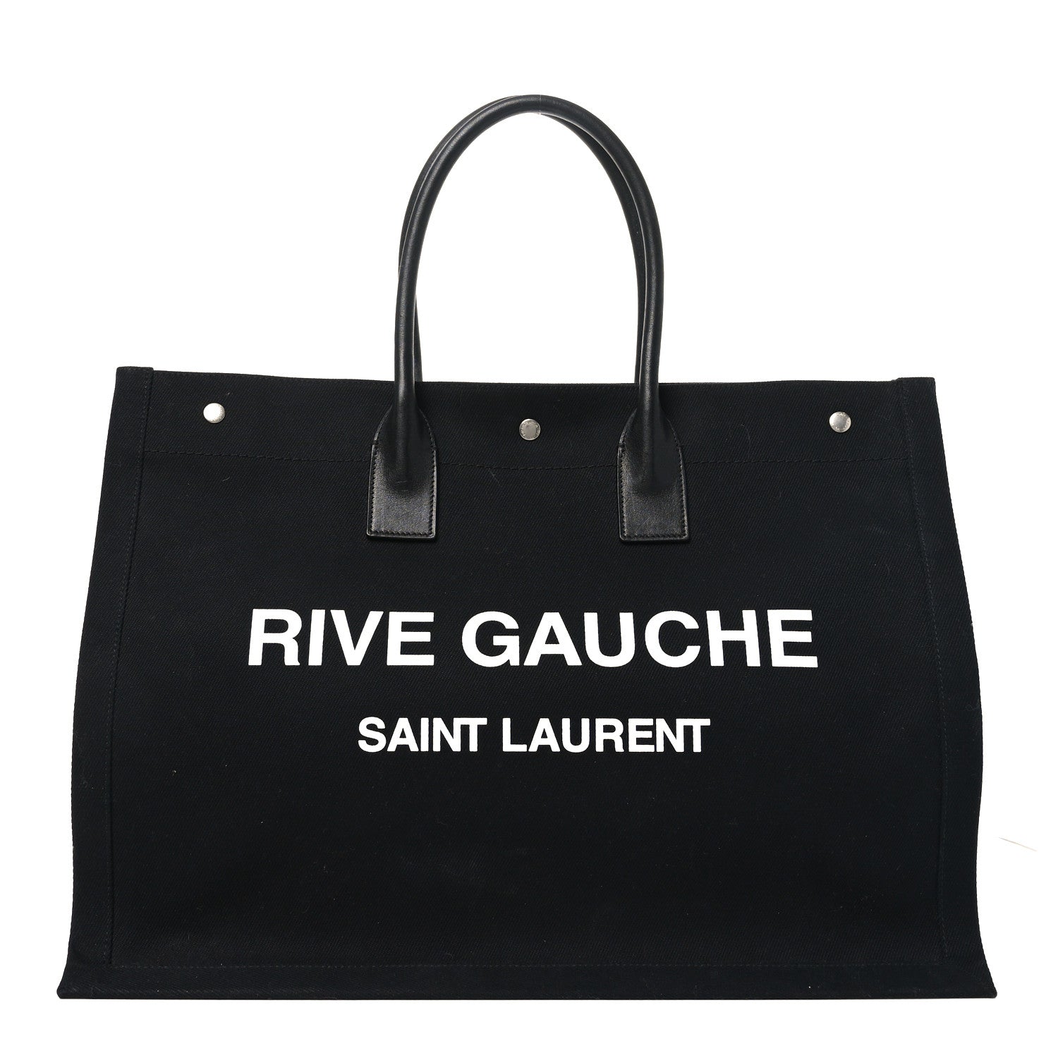 Saint Laurent Linen Calfskin Rive Gauche Tote Black 1 of 10