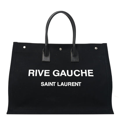Saint Laurent Linen Calfskin Rive Gauche Tote Black 1 of 10