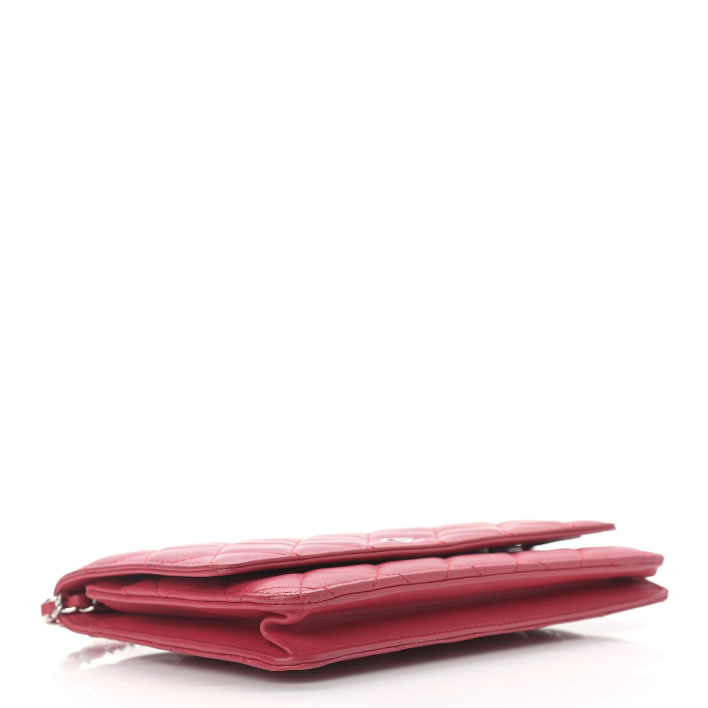 Lambskin Quilted Wallet On Chain WOC Dark Pink