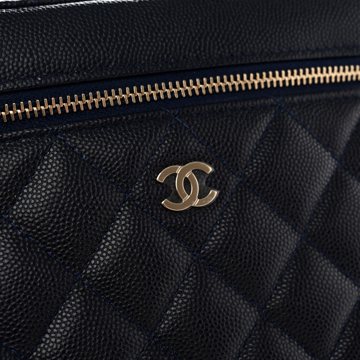 Chanel Caviar Quilted Large Vanity Pouch Navy 12 of 13